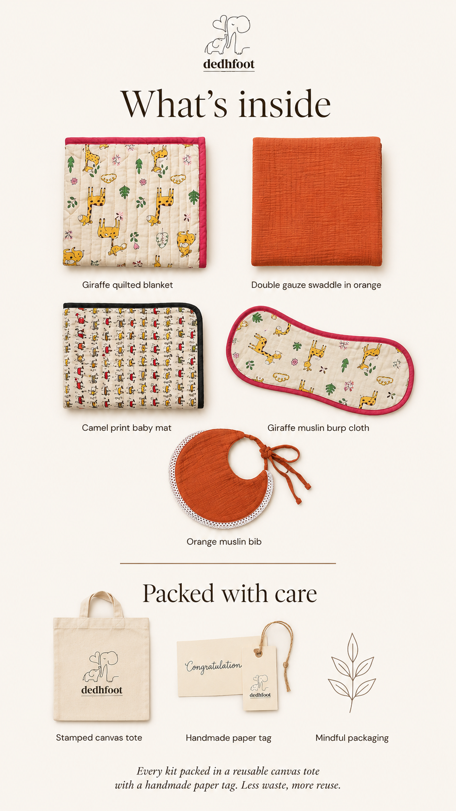 Baby Girl Newborn Comfort Kit (Pack of 5) (Giraffe Print)